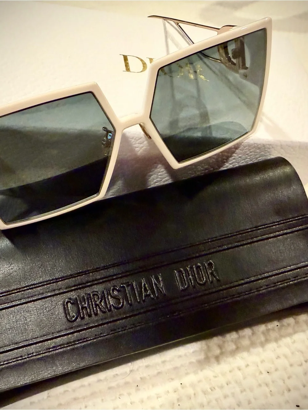Christian Dior in Neutrals Acetate Oversize Sunglasses with Gradient Lenses